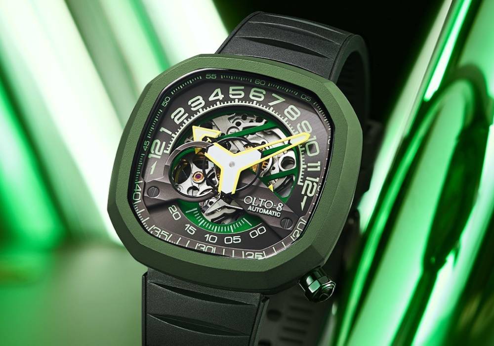 ساعة ميكانيكية مستوحاة من رياضة السيارات بتصميم شبه دائري فريد صورة 6